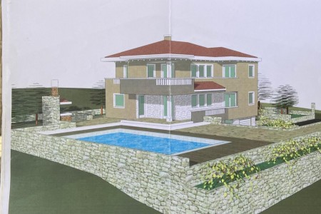 Jovići kod Zadra - teren sa projektom i građevinskom dozvolom kuće s bazenom